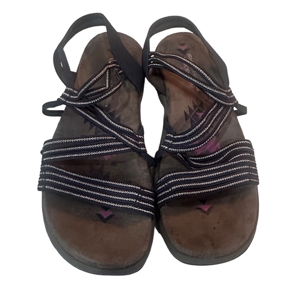 Skechers Women’s MEMORY FOAM Black Sandala Size 7 - Picture 1 of 5